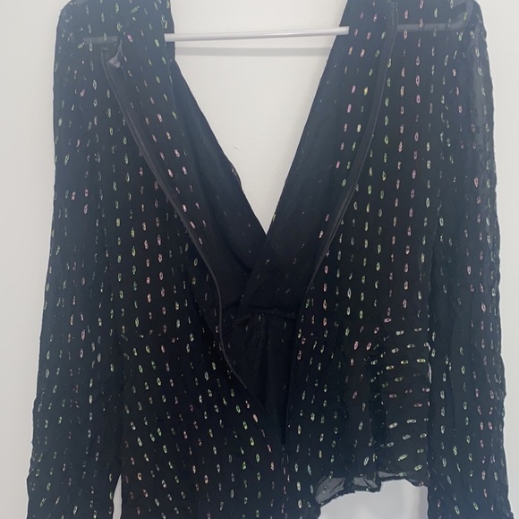 Chelsea and Walker Iman Metallic Silk Blouse Top - Picture 12 of 14
